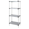 Solid Shelving Starter Kit, 42W x 21D x 74H, 300 - 600 lb. capacity, includes (4) solid shelves and (4) posts, galvanized steel,