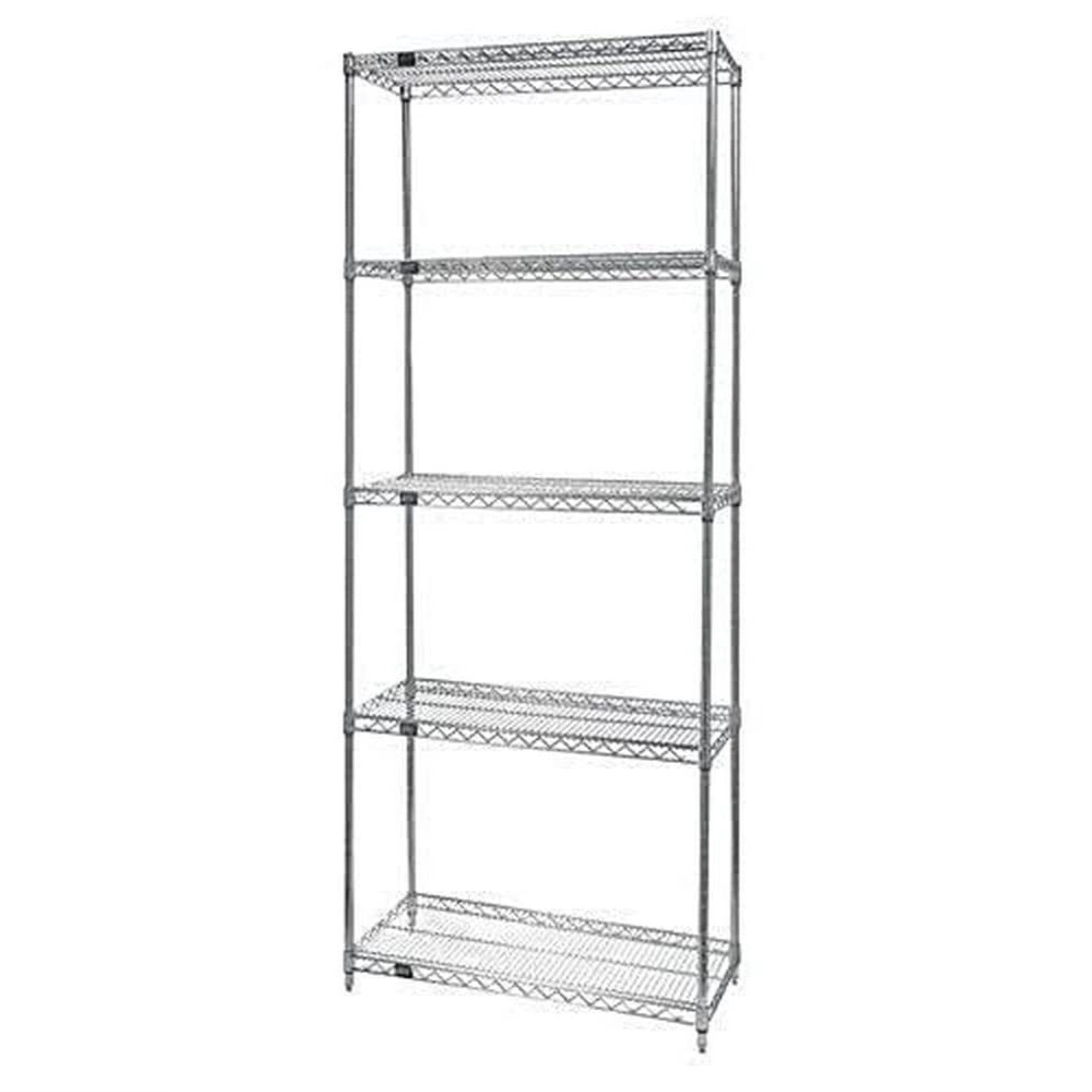 Wire Shelving Starter Kit, 36W x 14D x 86H, 600 - 800 lb. capacity, includes (5) wire shelves and (4) posts, 304 stainless steel