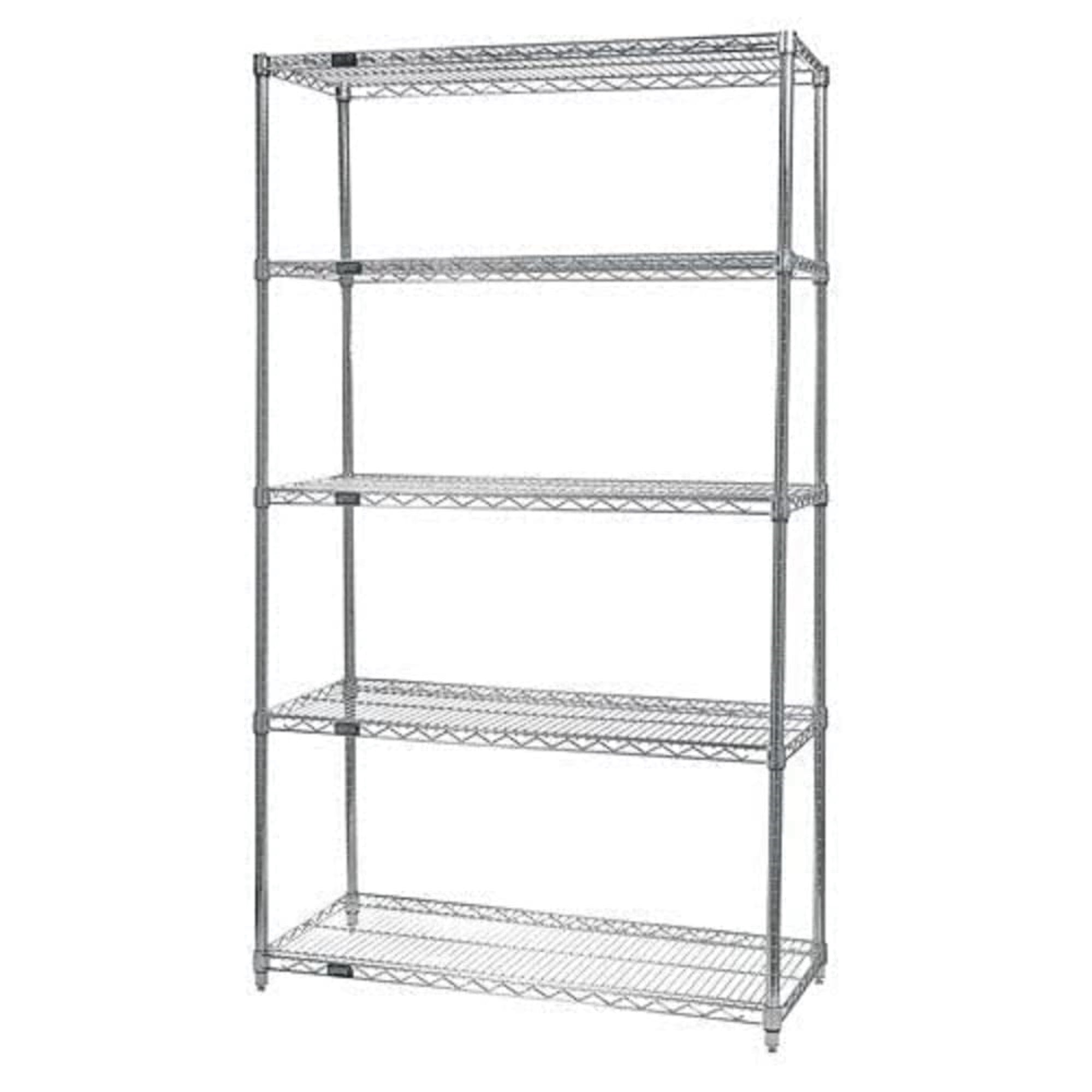 Wire Shelving Starter Kit, 72W x 14D x 86H, 600 - 800 lb. capacity, includes (5) wire shelves and (4) posts, chrome plated finis