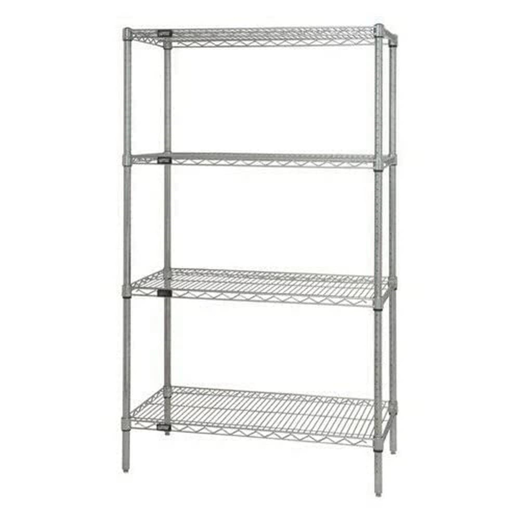 Wire Shelving Starter Kit, 42W x 24D x 86H, 600 - 800 lb. capacity, includes (4) wire shelves and (4) posts, 304 stainless steel