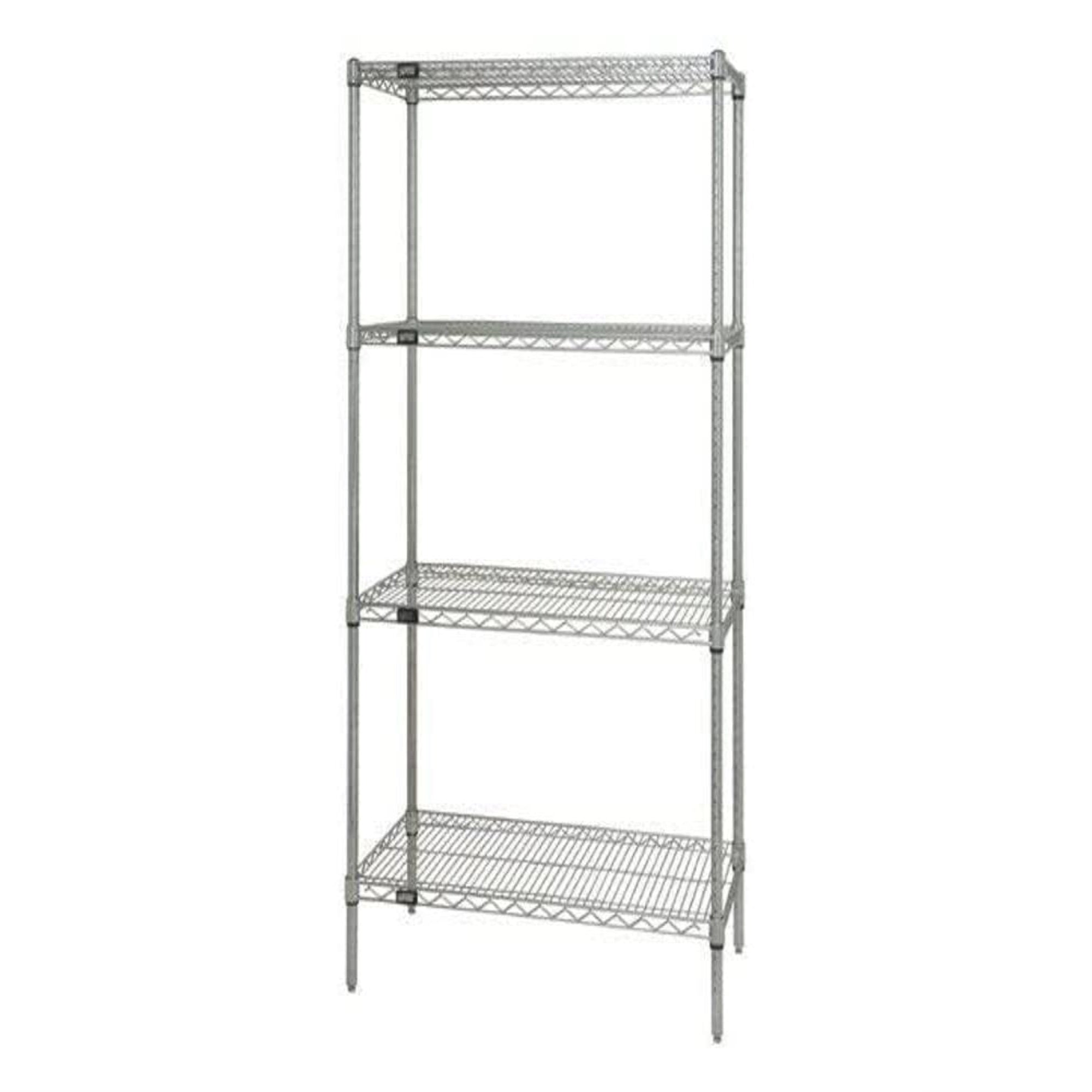 Wire Shelving Starter Kit, 60W x 36D x 86H, 600 - 800 lb. capacity, includes (4) wire shelves and (4) posts, 304 stainless steel