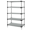 Solid Shelving Starter Kit, 48W x 14D x 74H, 300 - 600 lb. capacity, includes (4) solid shelves and (4) posts, 304 stainless ste