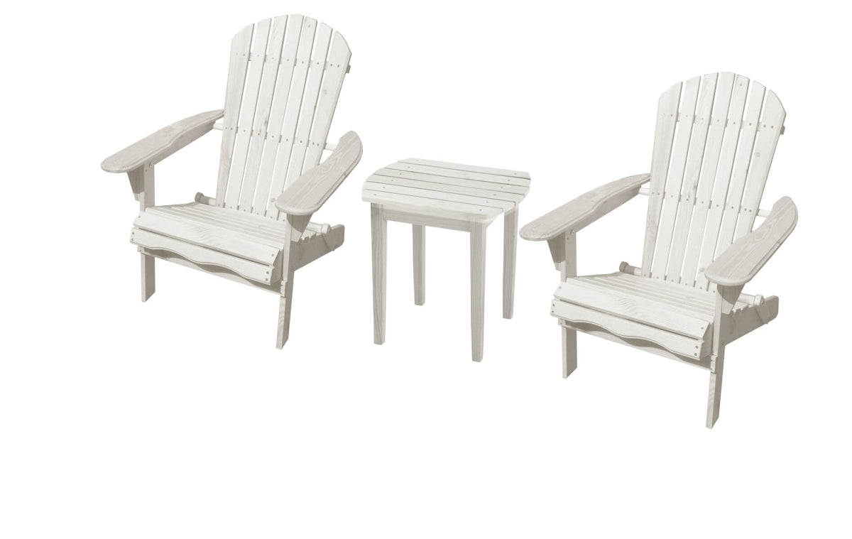 W Unlimited SW1912WTSET3 Oceanic Adirondack Chair Bristro Chair with Adirondack Chairs & 1 End Table, White - Set of 2