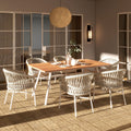 Maiden 71 6-Seater Teak & Aluminum Patio Dining Table, Natural Teak