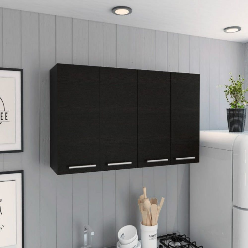 Kitchen cabinet Durham, Four Doors, Black Wengue Finish(D0102HgEDMU)