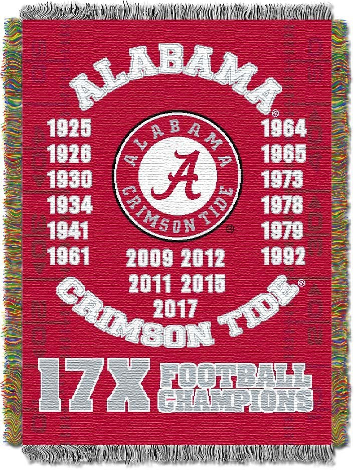 Alabama OFFIcIAL collegiate commerative Woven Tapestry Throw(D0102HHM92U)