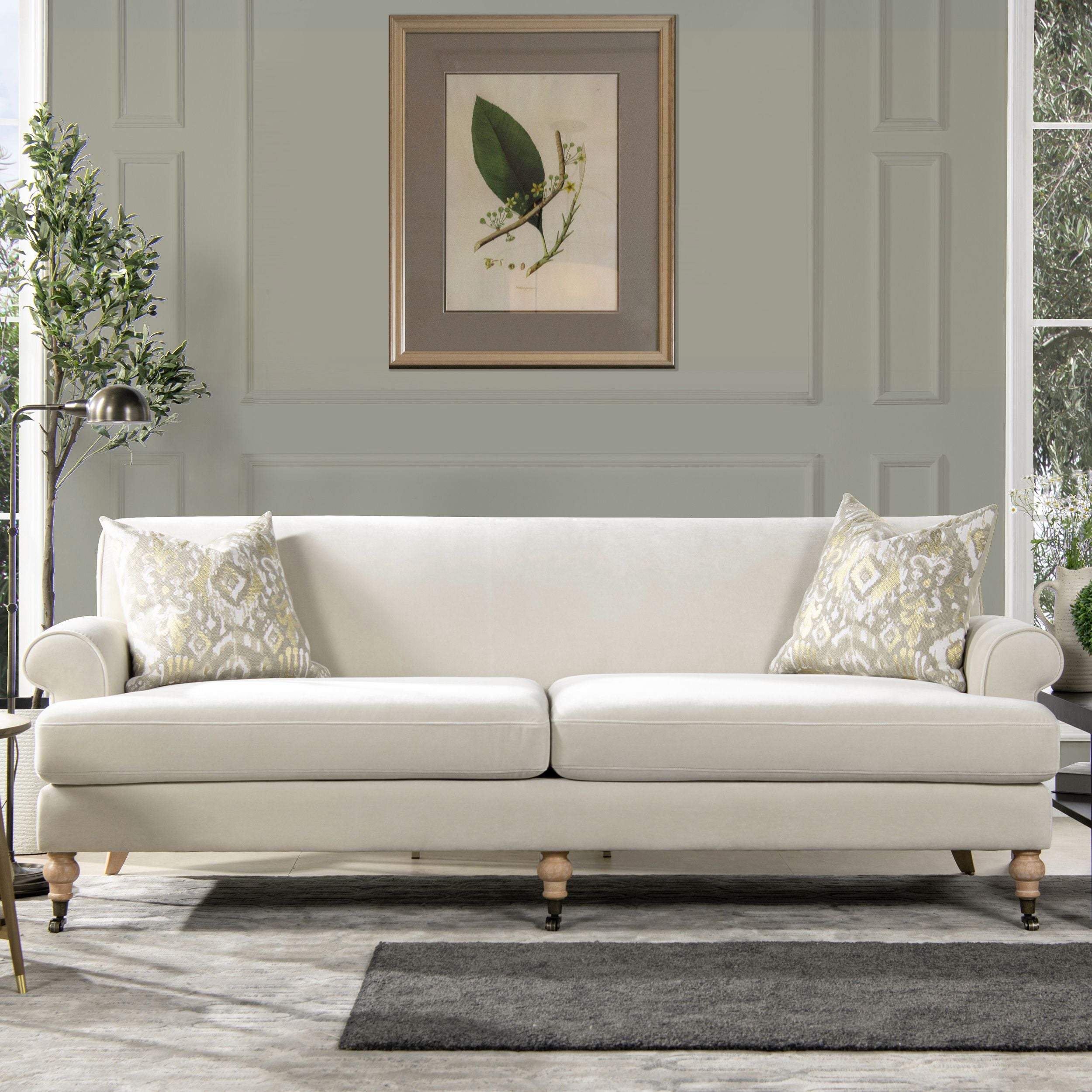 Alana 88 Lawson Two-Cushion Tightback Sofa, French Beige Performance Velvet