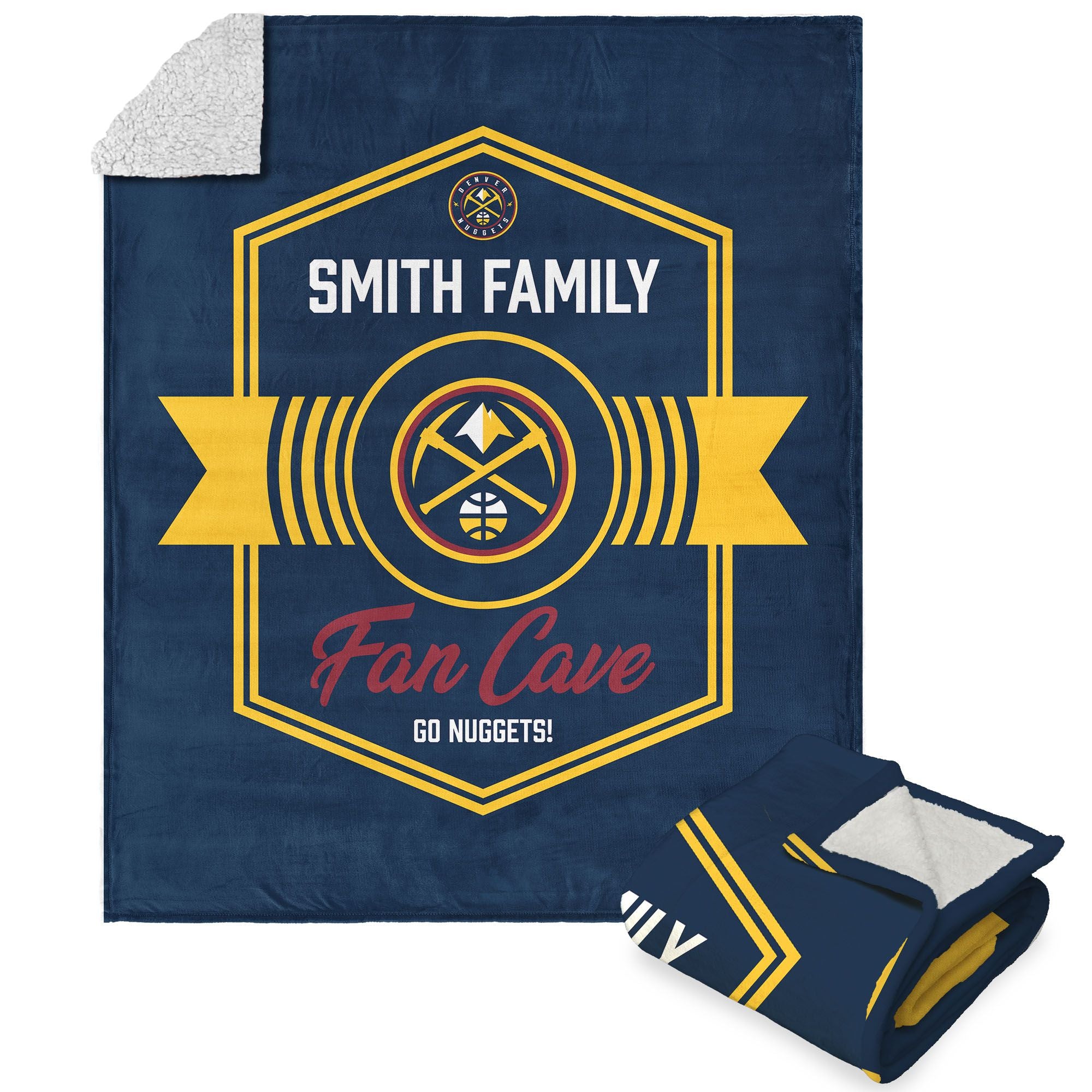 NBA Denver Nuggets Dominion Personalized Silk Touch Sherpa Throw Blanket 50X60 Inches