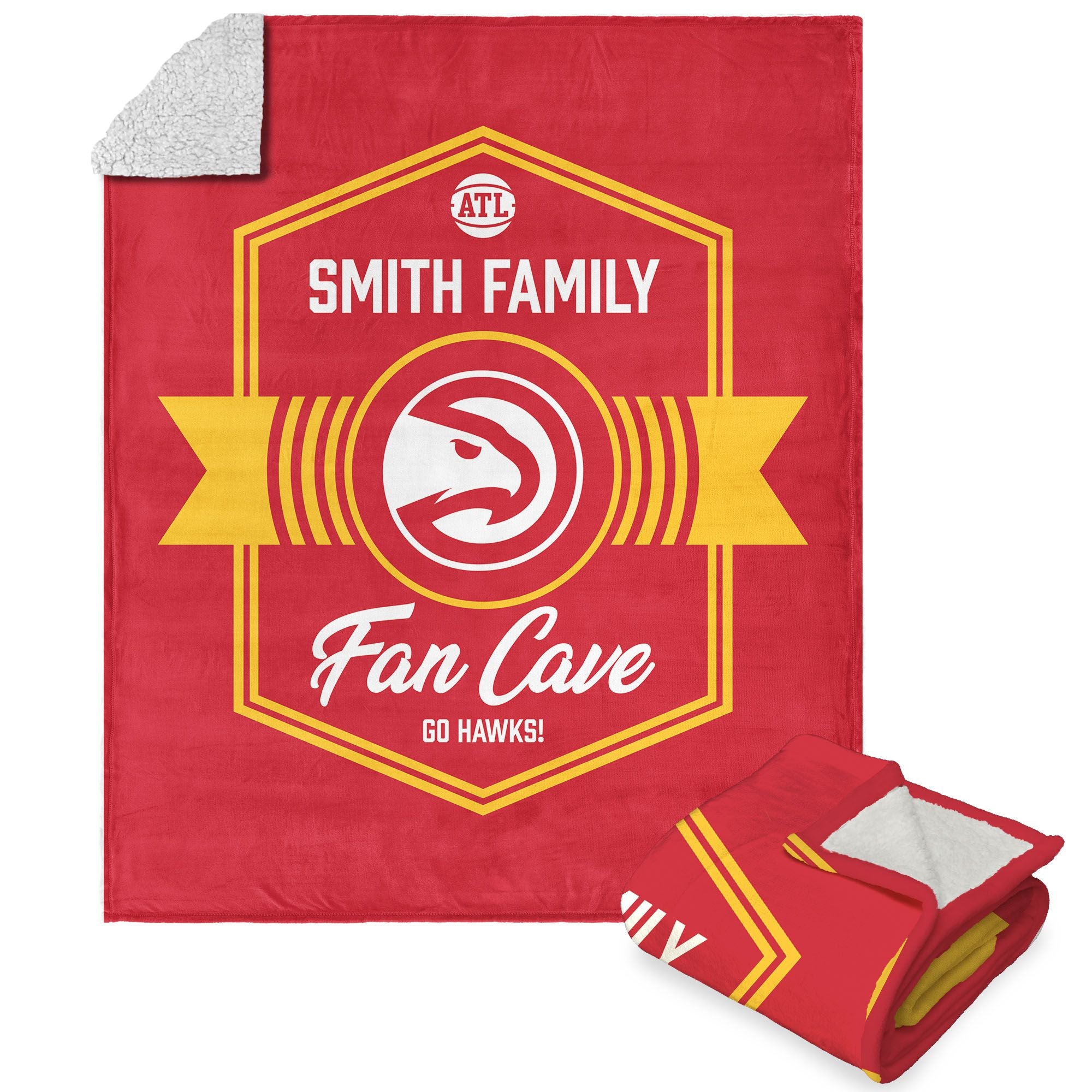 NBA Atlanta Hawks Dominion Personalized Silk Touch Sherpa Throw Blanket 50X60 Inches