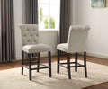 Leviton Solid Wood Tufted Asons Counter Height Stool, Set of 2, Tan