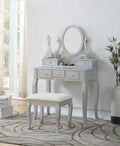 Ashley Wood Make-Up Vanity Table and Stool Set, Silver