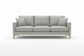 Light grey linen 3-seater sofa with wooden legs