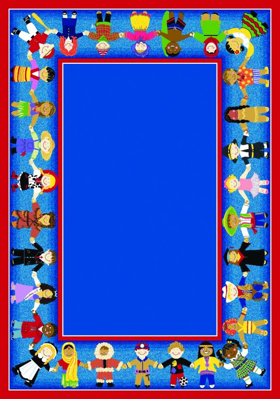 Joy Carpets 1622C Children of Many Cultures 5 ft.4 in. x 7 ft.8 in.  WearOn Nylon Machine Tufted- Cut Pile Educational Rug